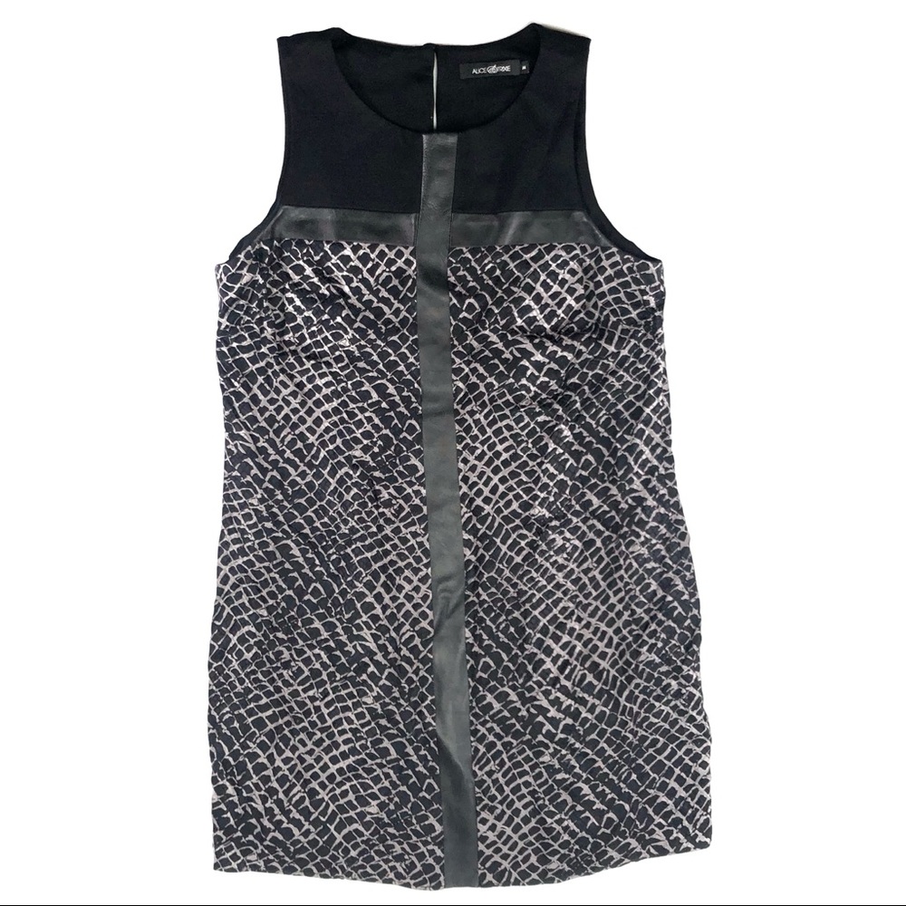 Alice Trixie Size M Silk Print Leather Trim Dress